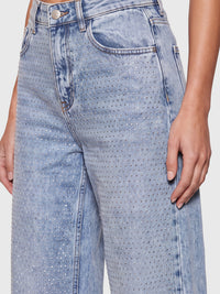 Jeans mit Kristallsteinen | acid wash
