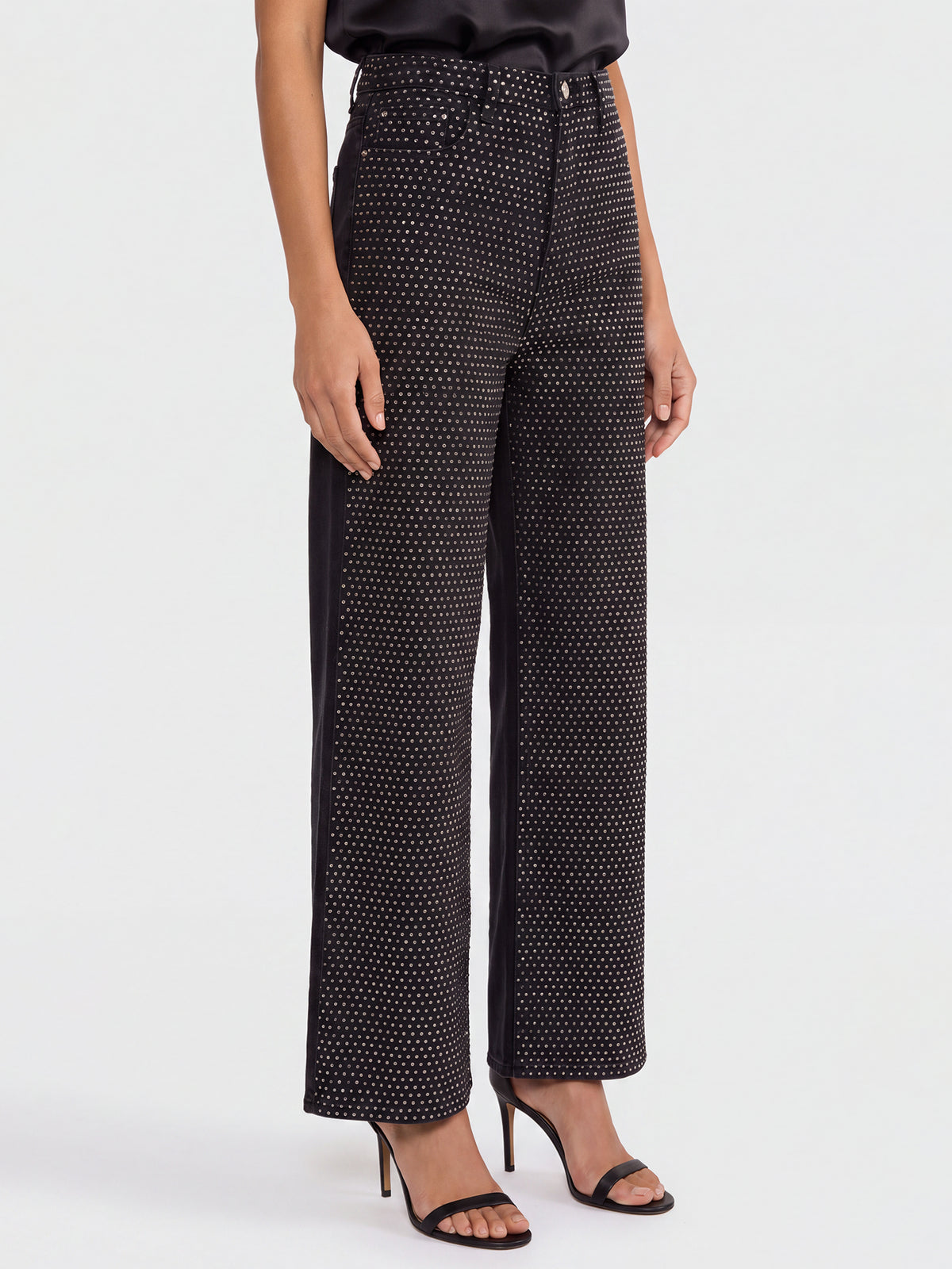 Jeans mit Kristallsteinen | schwarz