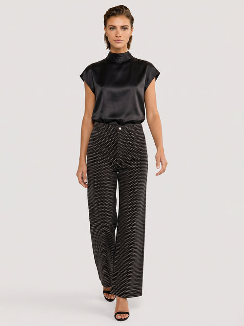 Jeans mit Kristallsteinen | schwarz image 1
