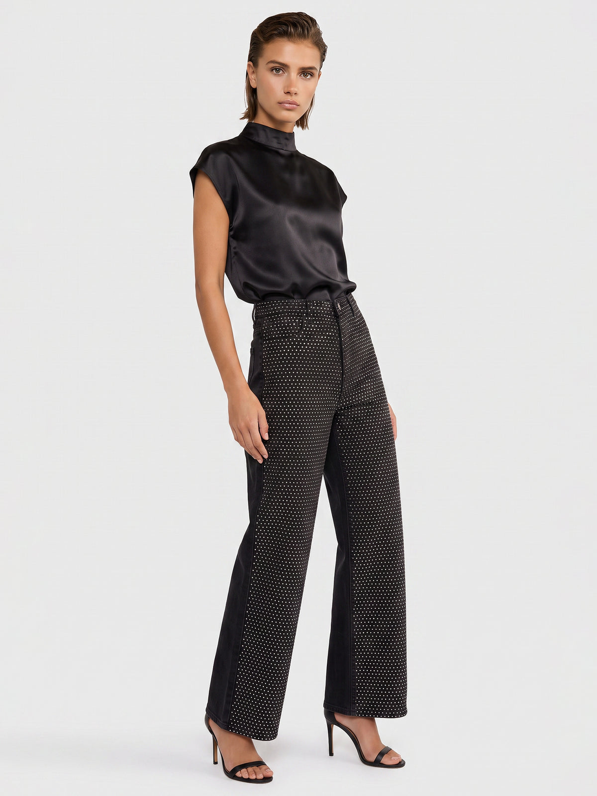 Jeans mit Kristallsteinen | schwarz