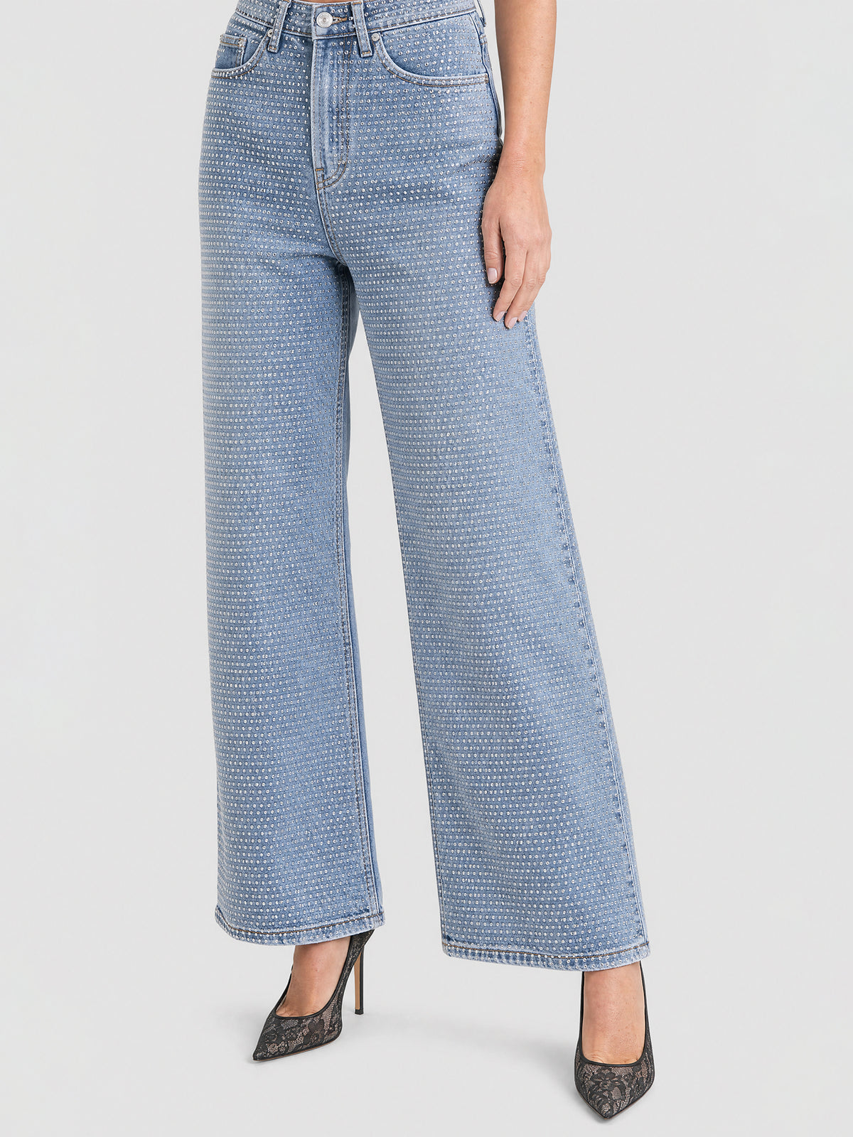 Jeans mit Kristallsteinen | hellblau