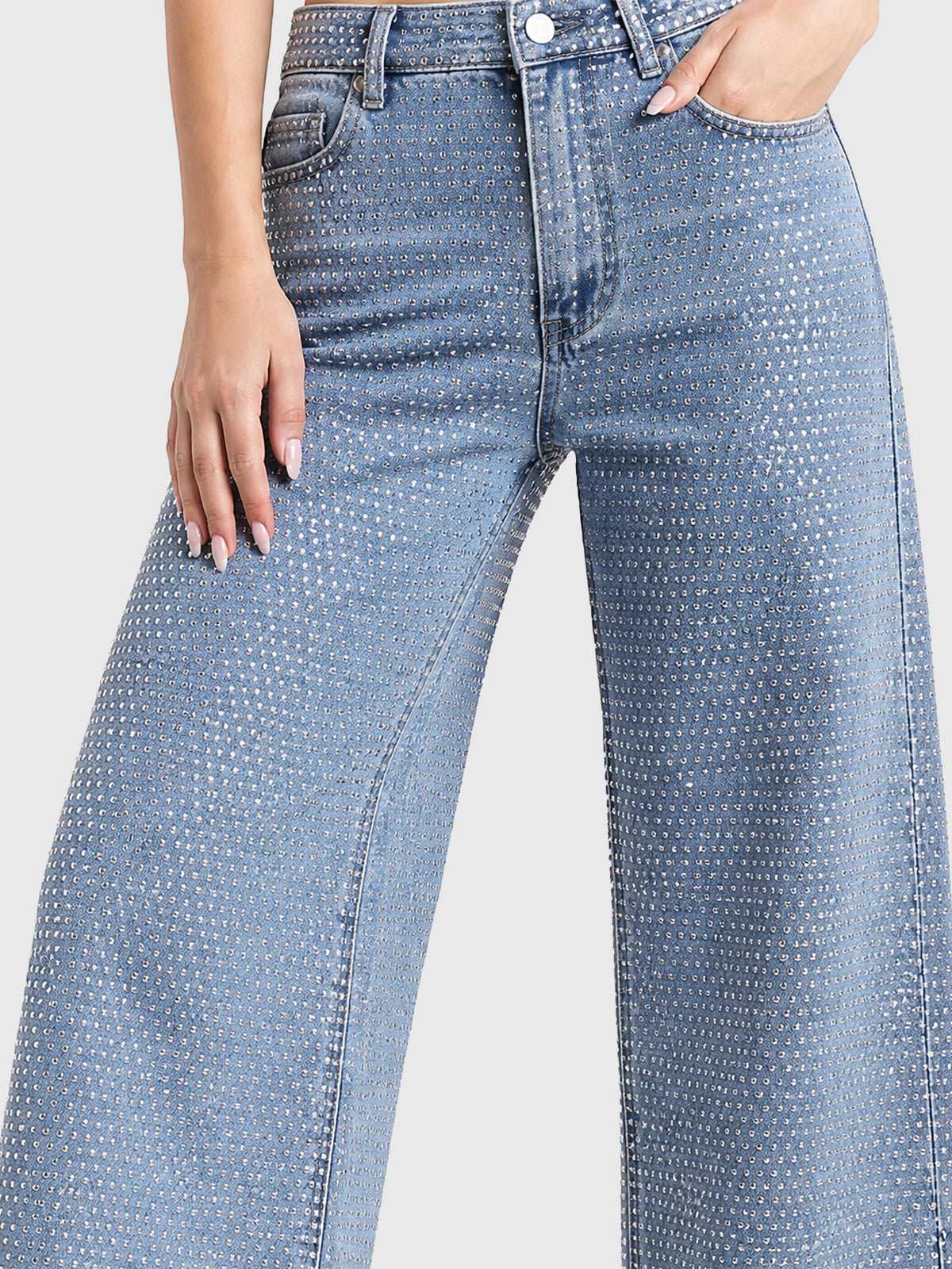 Jeans mit Kristallsteinen | hellblau