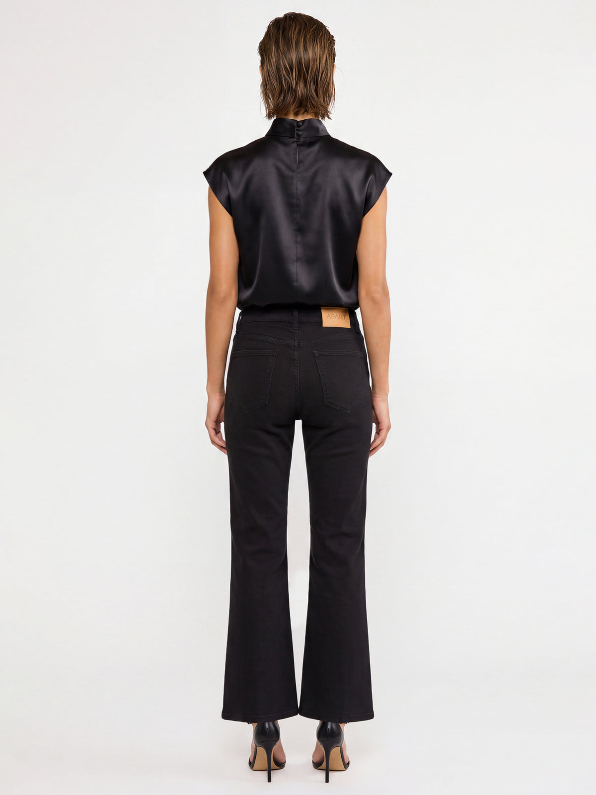 Cropped Jeans mit Kristallsteinen | schwarz