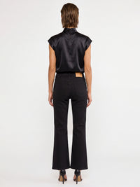 Cropped Jeans mit Kristallsteinen | schwarz