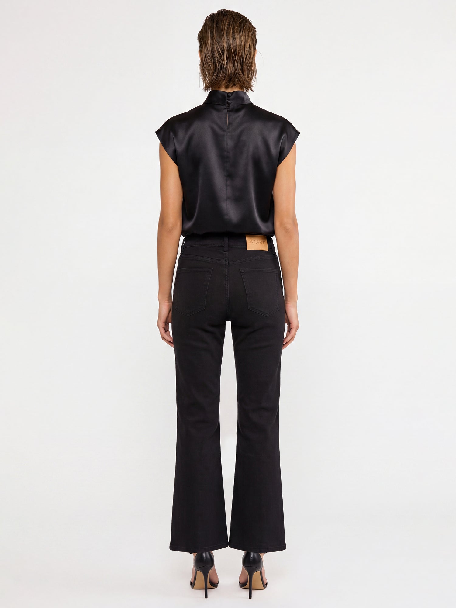 Cropped Jeans mit Kristallsteinen | schwarz