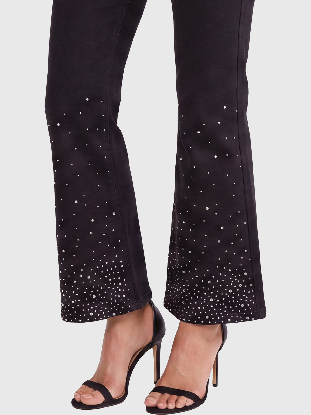 Cropped Jeans mit Kristallsteinen | schwarz