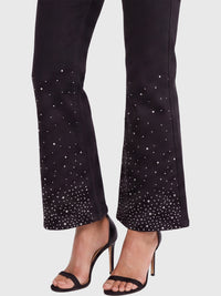 Cropped Jeans mit Kristallsteinen | schwarz