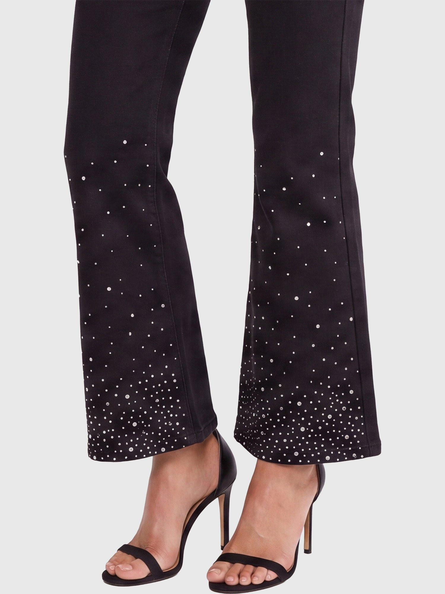 Cropped Jeans mit Kristallsteinen | schwarz