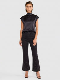 Cropped Jeans mit Kristallsteinen | schwarz