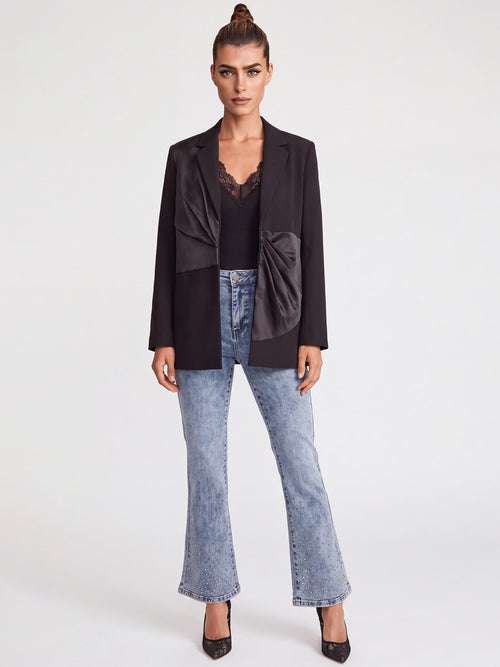 Cropped Jeans mit Kristallsteinen | acid wash image 1