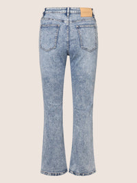 Cropped Jeans mit Kristallsteinen | acid wash