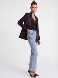 Cropped Jeans mit Kristallsteinen | acid wash