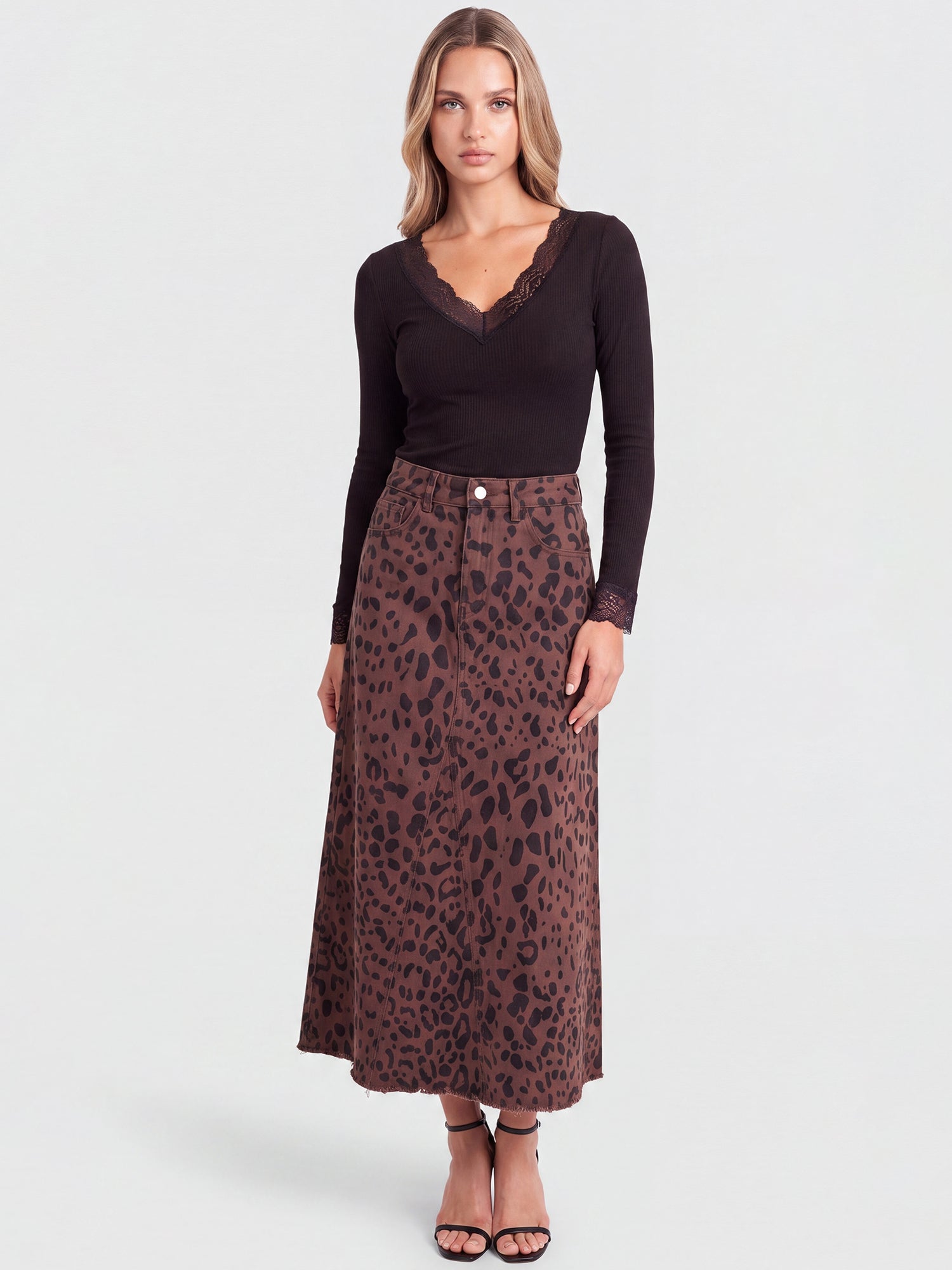 Feinstrickshirt mit Spitzenausschnitt | schwarz