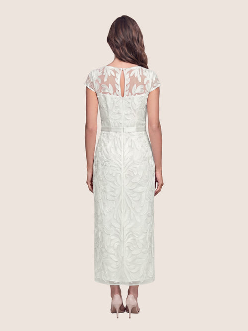 Meshkleid mit Stickerei und Satinband | creme image 1