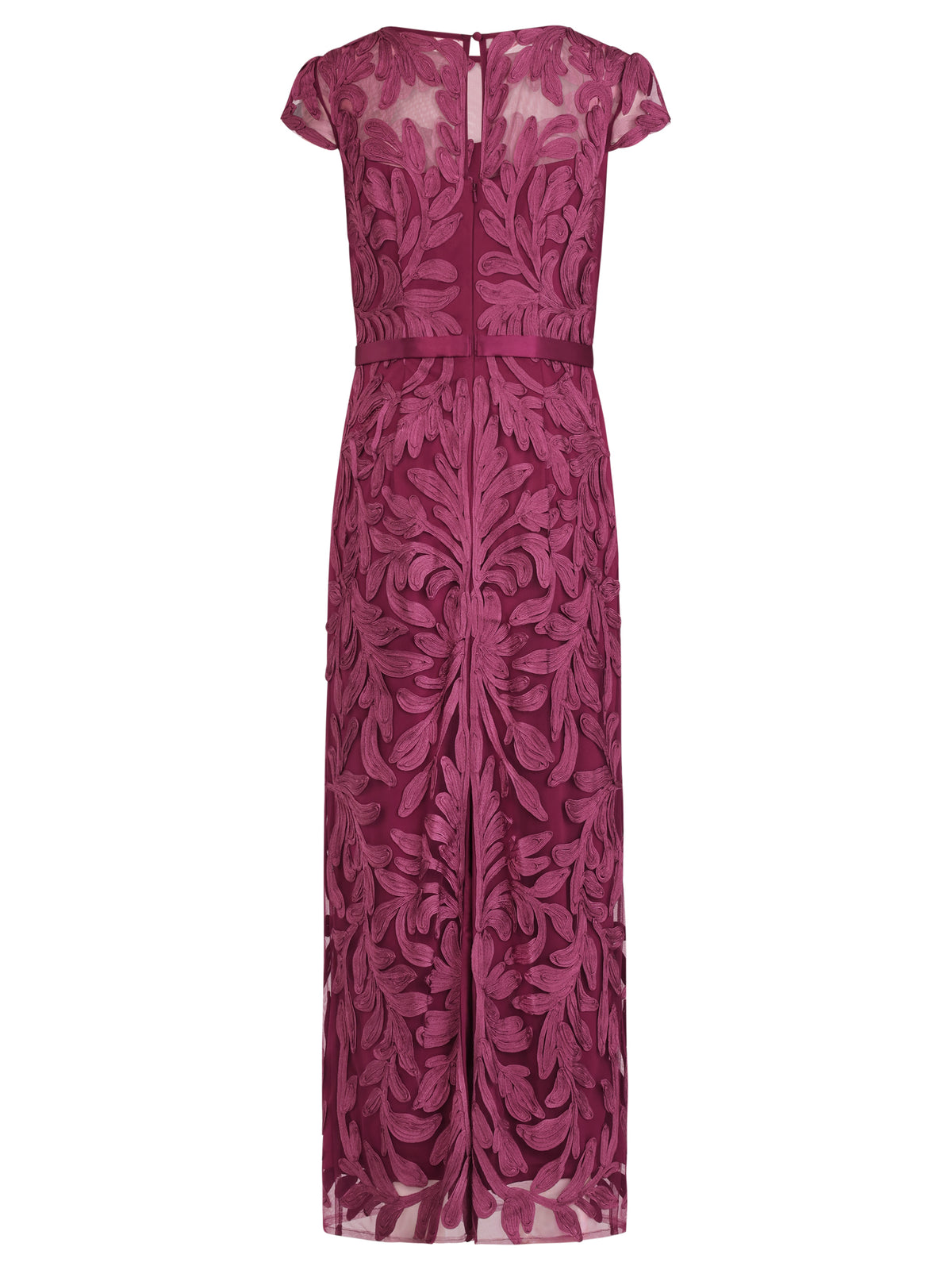 Meshkleid mit Stickerei und Satinband | weinrot