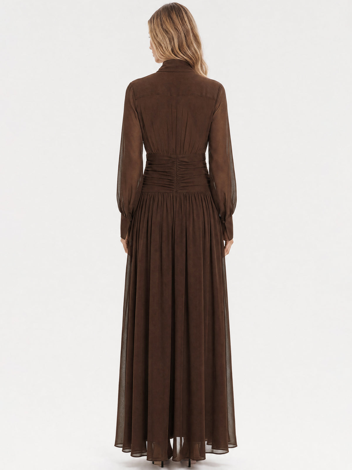APART Chiffon-Abendkleid mit Raffungen | braun