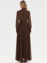APART Chiffon-Abendkleid mit Raffungen | braun
