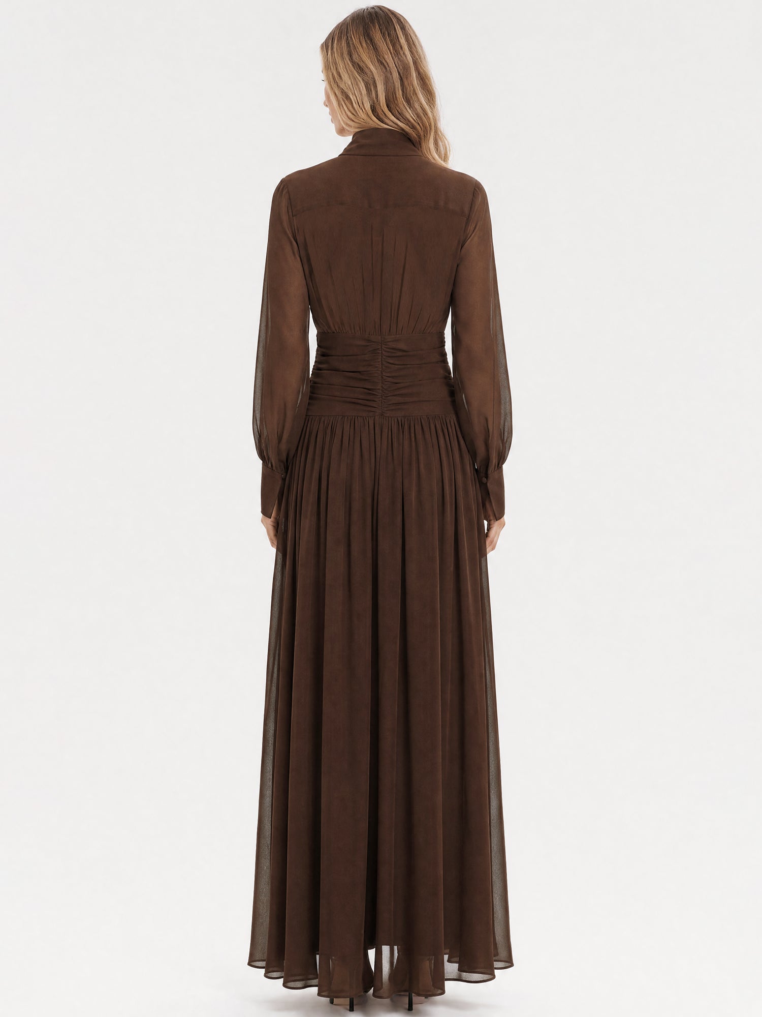 APART Chiffon-Abendkleid mit Raffungen | braun
