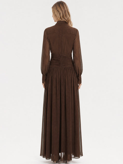 APART Chiffon-Abendkleid mit Raffungen | braun image 1