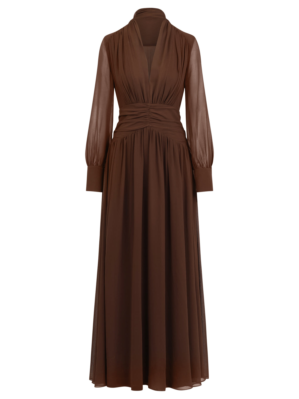 APART Chiffon-Abendkleid mit Raffungen | braun