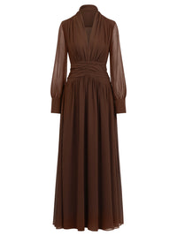 APART Chiffon-Abendkleid mit Raffungen | braun