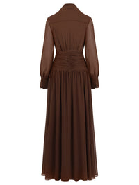 APART Chiffon-Abendkleid mit Raffungen | braun