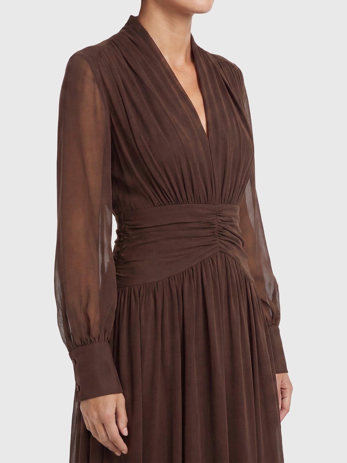 APART Chiffon-Abendkleid mit Raffungen | braun
