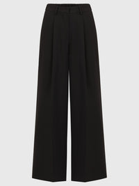 Weite Hose mit Bundfalten | schwarz