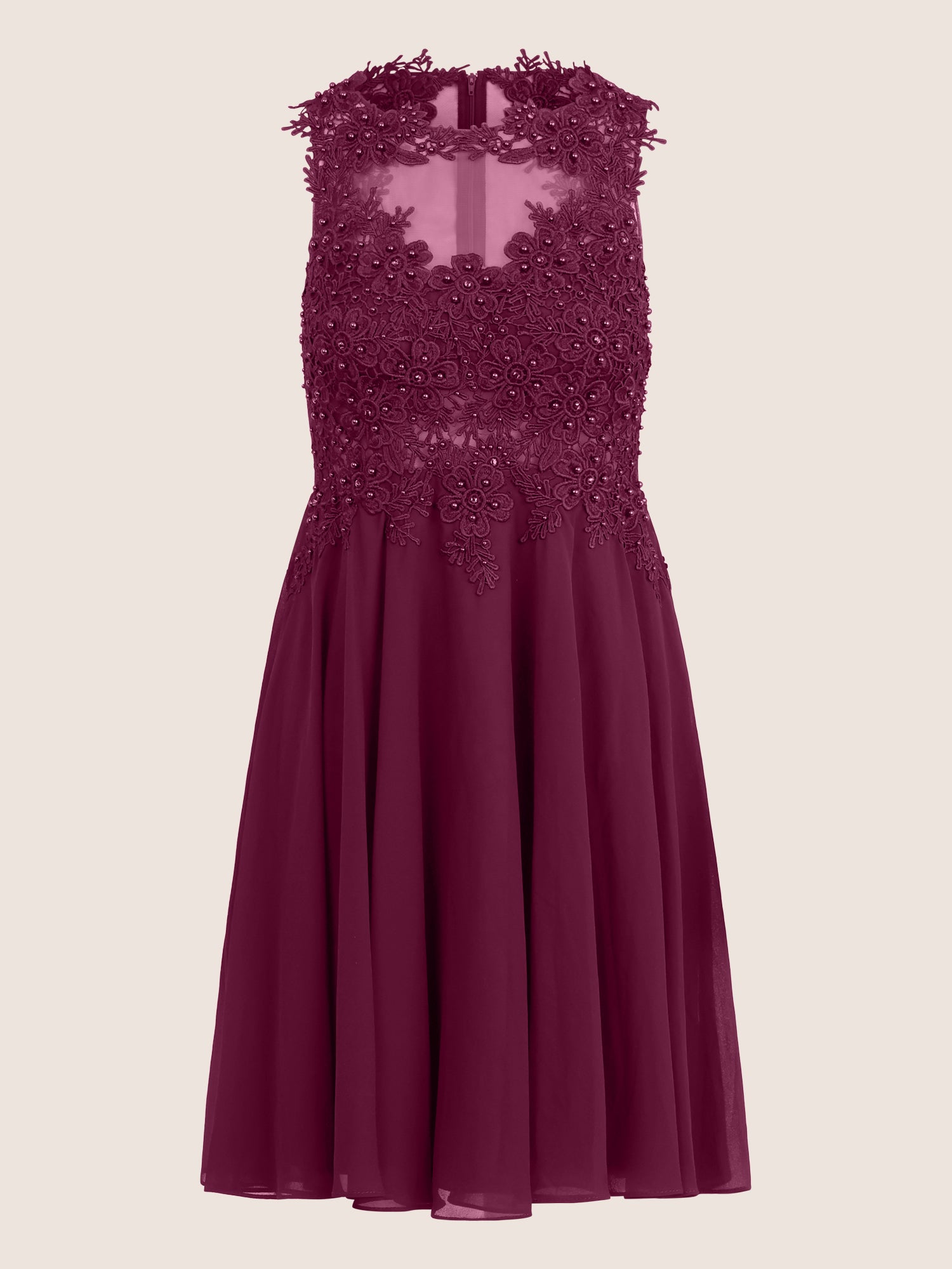Brautkleid mit floraler Spitze und Chiffon | merlot