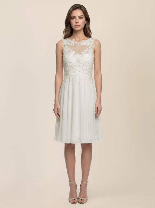 Brautkleid mit floraler Spitze und Chiffon | creme image 1