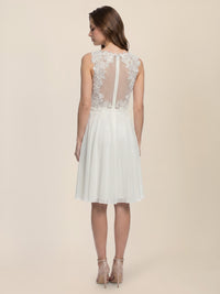 Brautkleid mit floraler Spitze und Chiffon | creme