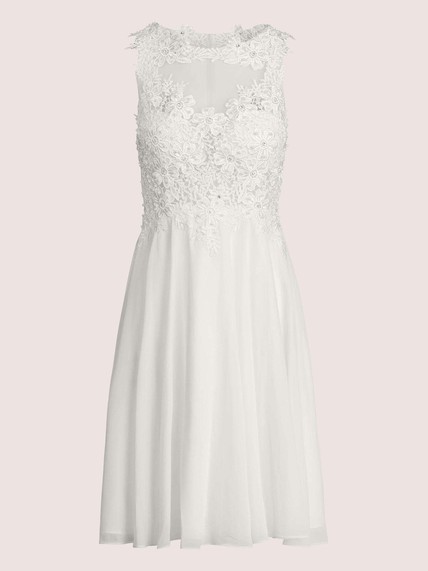Brautkleid mit floraler Spitze und Chiffon | creme