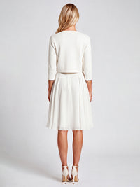 Brautkleid mit floraler Spitze und Chiffon | creme