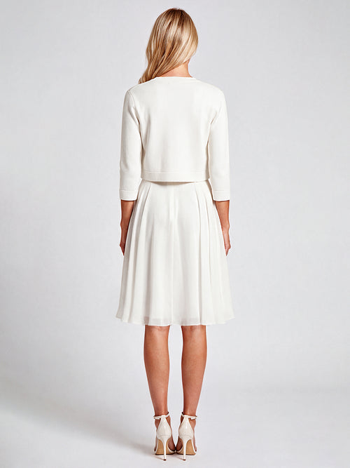 Brautkleid mit floraler Spitze und Chiffon | creme image 1