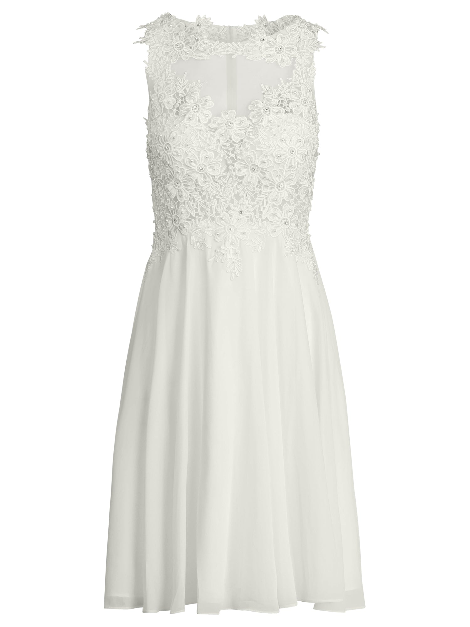Brautkleid mit floraler Spitze und Chiffon | creme