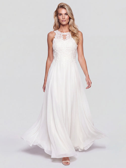 Brautkleid mit floraler Spitze und Chiffon | creme image 1