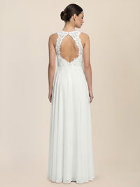 Brautkleid mit floraler Spitze und Chiffon | creme