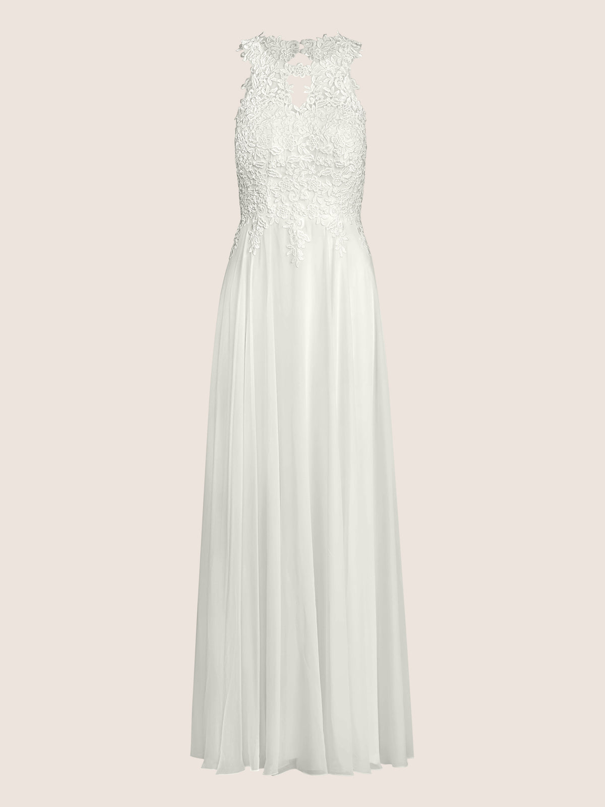 Brautkleid mit floraler Spitze und Chiffon | creme