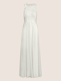 Brautkleid mit floraler Spitze und Chiffon | creme