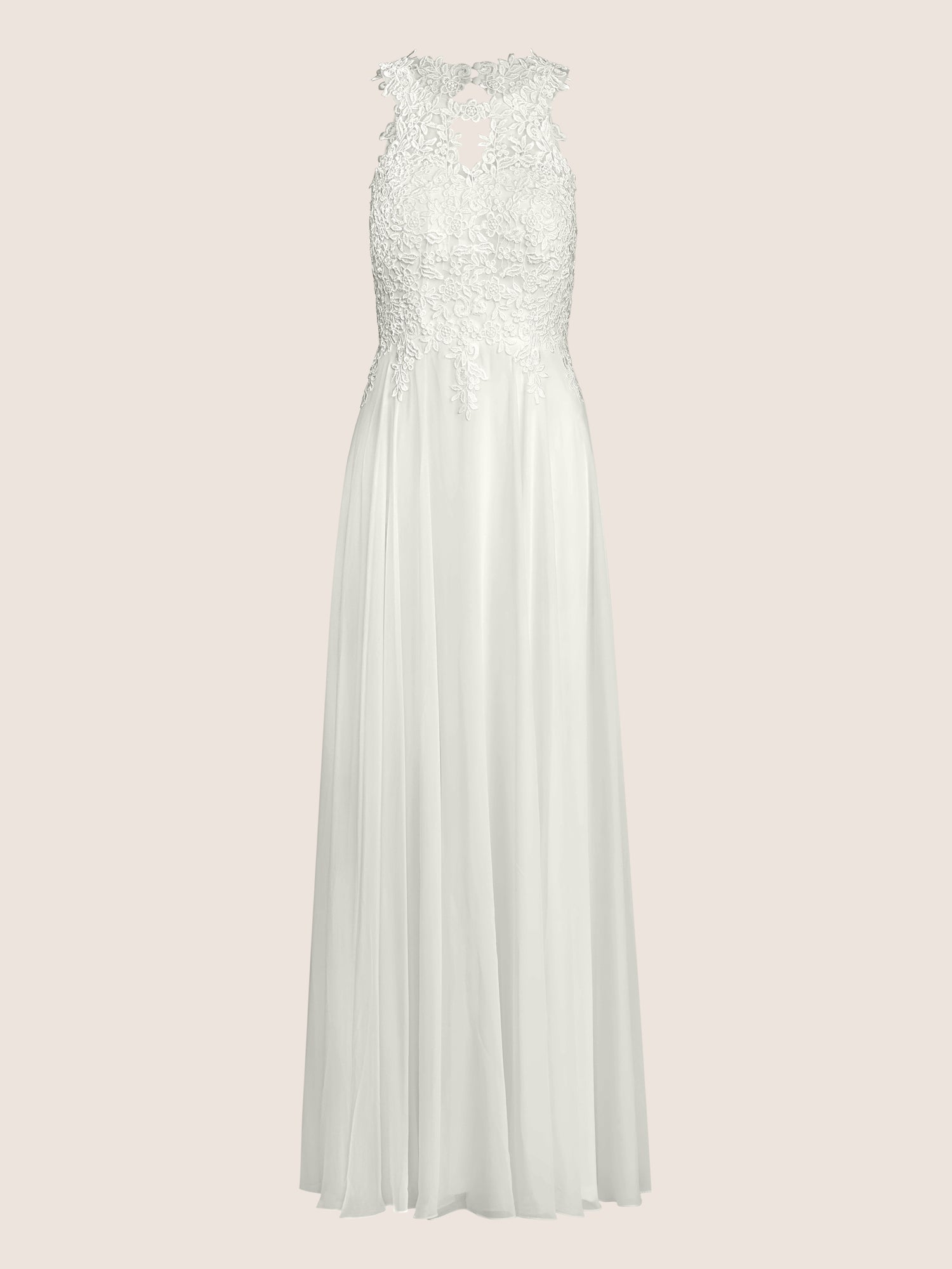 Brautkleid mit floraler Spitze und Chiffon | creme