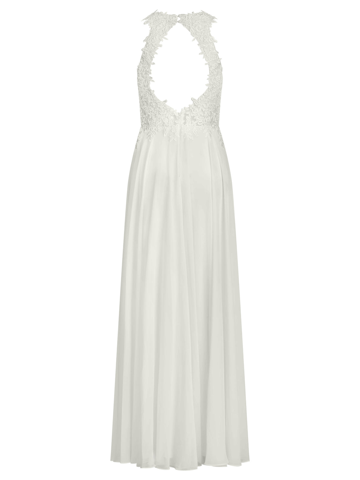 Brautkleid mit floraler Spitze und Chiffon | creme