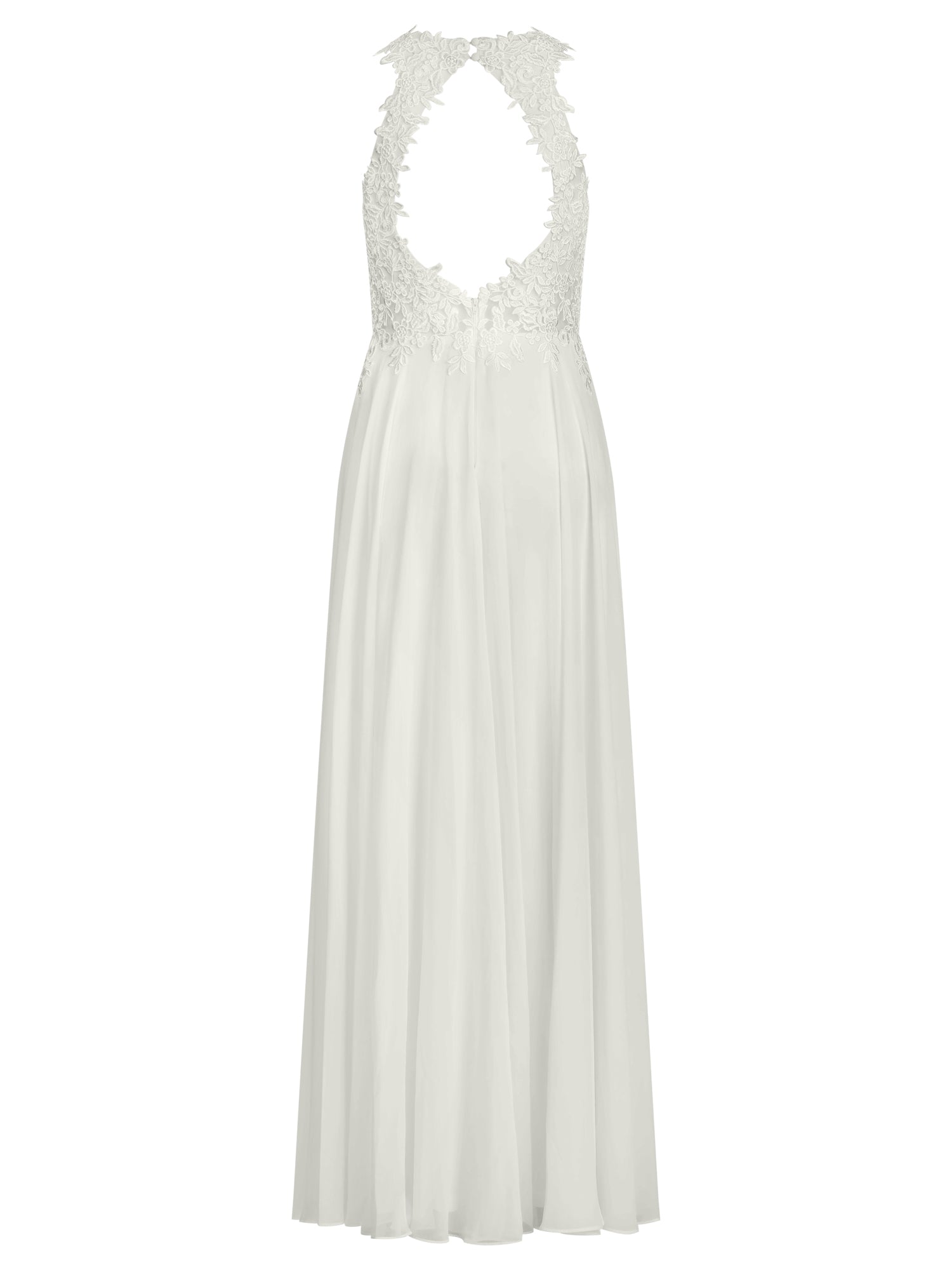 Brautkleid mit floraler Spitze und Chiffon | creme