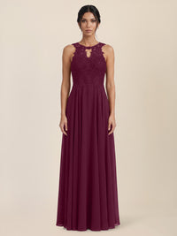 Brautkleid mit floraler Spitze und Chiffon | merlot