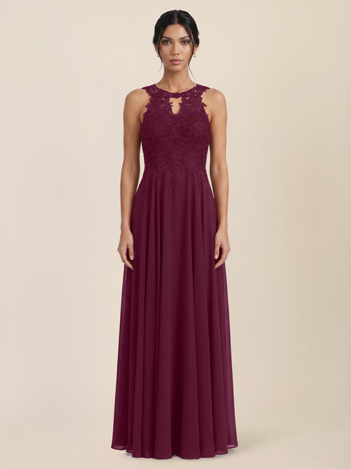 Brautkleid mit floraler Spitze und Chiffon | merlot image 1
