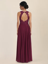 Brautkleid mit floraler Spitze und Chiffon | merlot