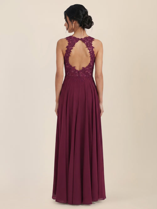 Brautkleid mit floraler Spitze und Chiffon | merlot image 1