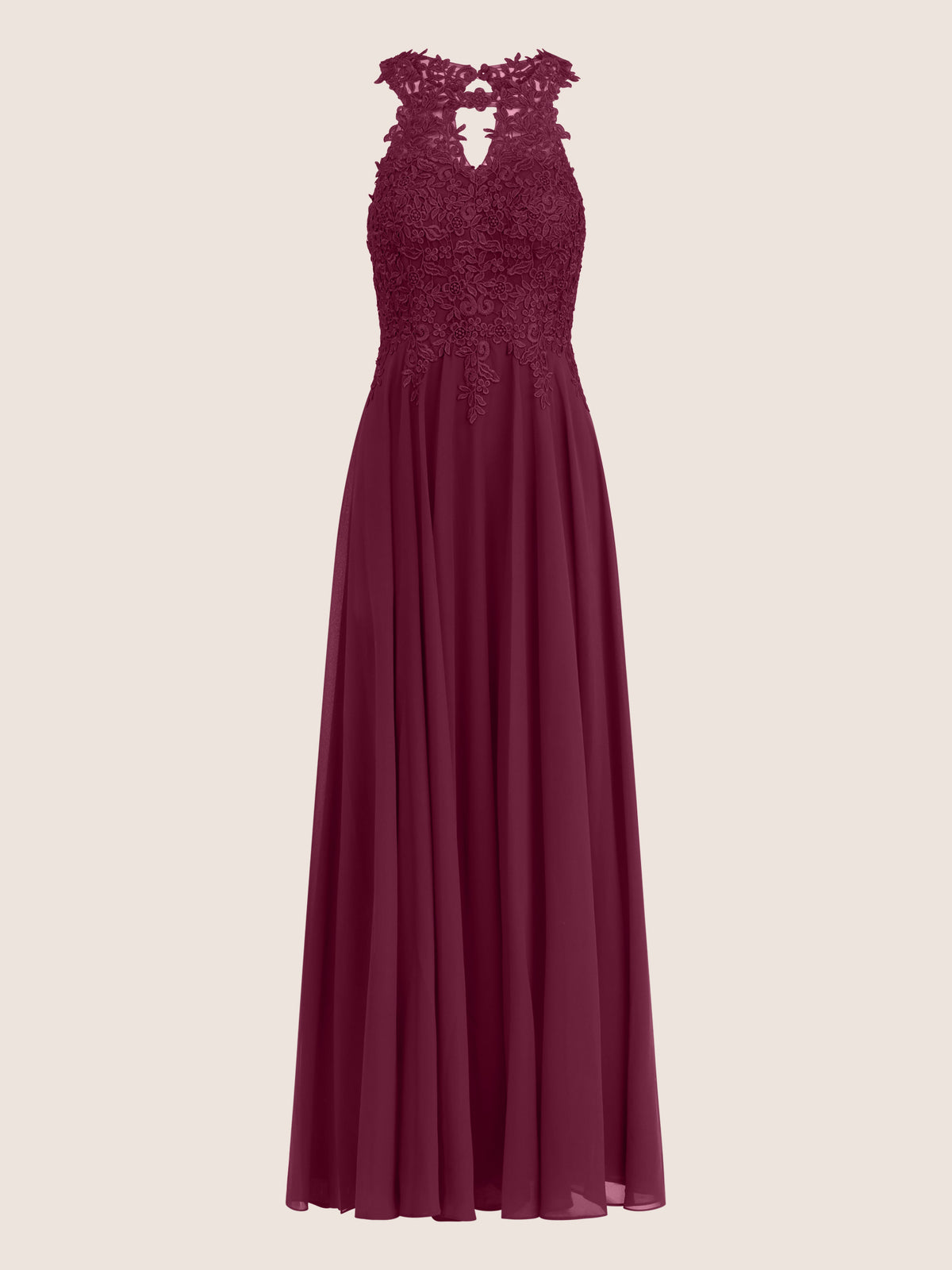 Brautkleid mit floraler Spitze und Chiffon | merlot