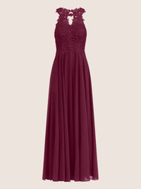 Brautkleid mit floraler Spitze und Chiffon | merlot