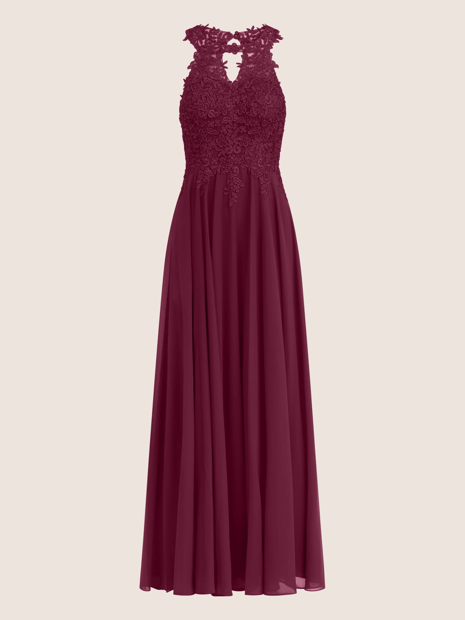 Brautkleid mit floraler Spitze und Chiffon | merlot