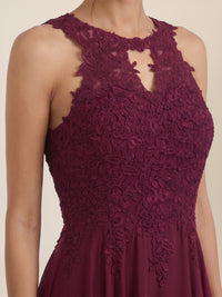 Brautkleid mit floraler Spitze und Chiffon | merlot